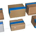 Multiple Brown And White Cardboard Boxes Secured With Blue Tape Arranged Neatly