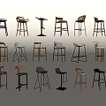 Various Stylish Bar Stools with Modern Designs and Different Materials for Home and Commercial Spaces