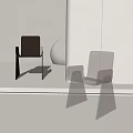 Modern Single Chairs With Transparent Acrylic And Black Backrest In Minimalist White Interior