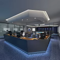 Modern Monitoring Room Interior With Control Desks Monitors And Chairs
