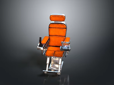 Orange Medical Examination Chair With Metal Frame And Comfortable Seat 3d model