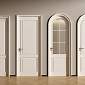 White Hinged Doors With Diverse Designs Gold Handles And Glass Panels For Home