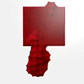 Red 3D Textured Fabric Wall Decor With Sculptural Design Elements
