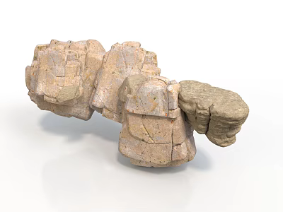 Natural Wood And Stone Decorative Elements With Rough Surface Texture Design 3d model