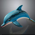 Vibrant Blue Dolphin Decorative Figurine With Glossy Surface And Pink Mouth Details