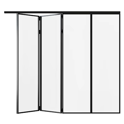 Modern Bathroom Swing Door With Tempered Glass And Black Aluminum Frame 3d model