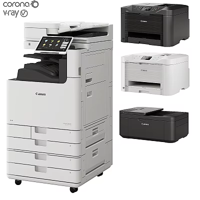 Canon Industrial Multifunction Printers With White Black Large And Small Models 3d model