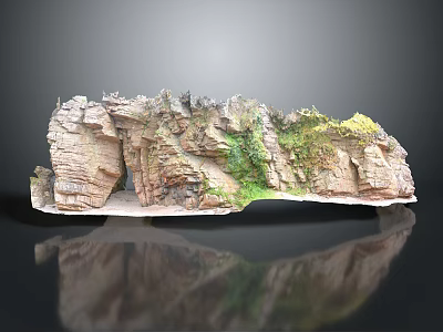 Natural Garden Landscape With Rockery Stone Structure And Green Vegetation Details 3d model