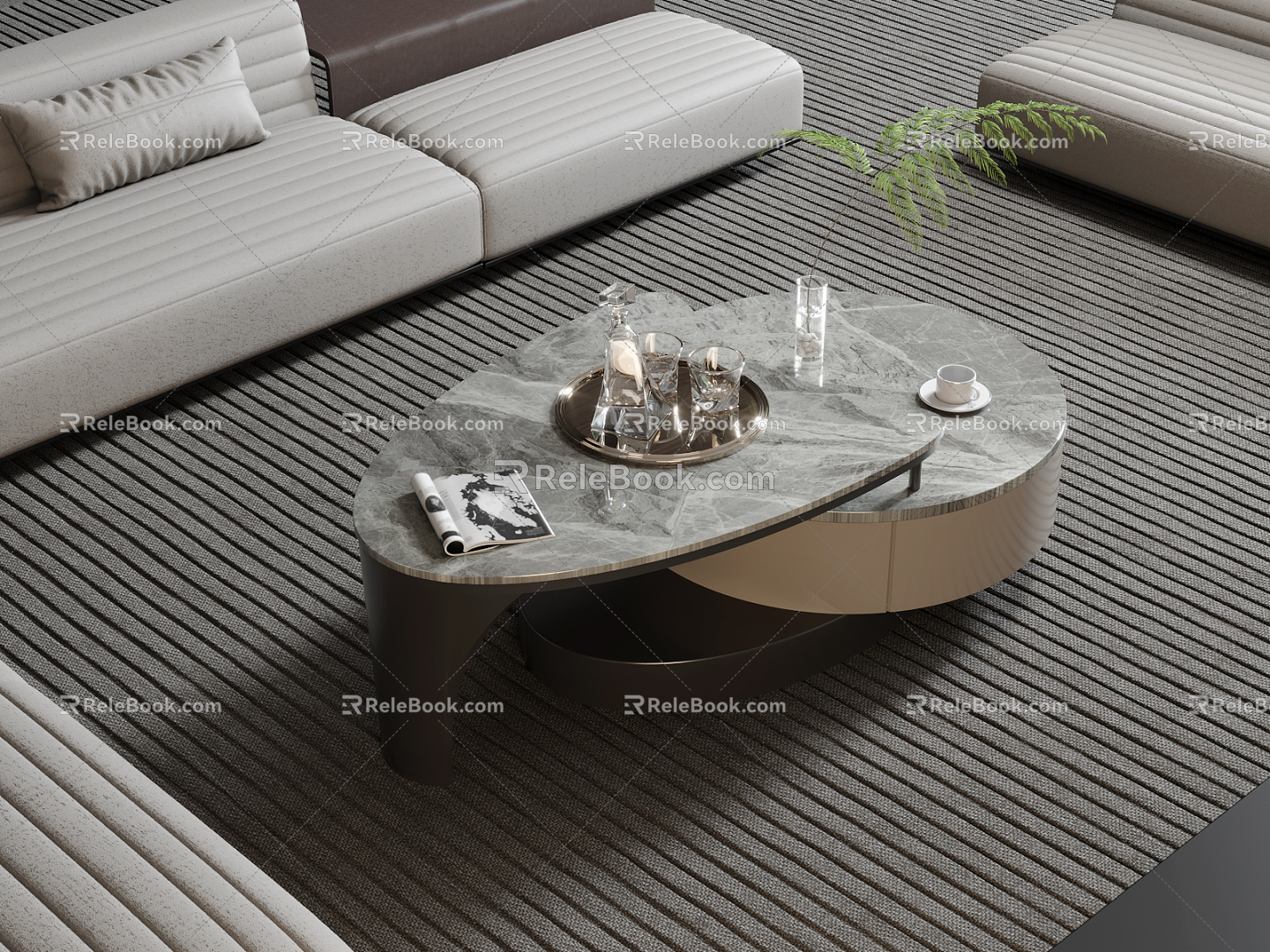 Modern Coffee Table Simple High-end Creative Tea Table with Drawer 3d model