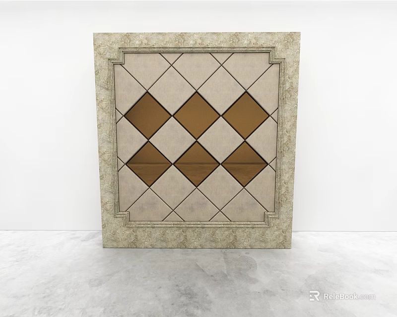 Geometric Design Wall Paneling With Diamond Pattern Beige Frame And Brown Diamond Sections 3d model