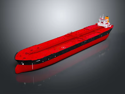 Large Red Deck Cargo Ship With Black Hull And Superstructure 3d model
