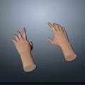 Realistic 3D Model Hands For Game And Movie Character With Open Fingers Pose