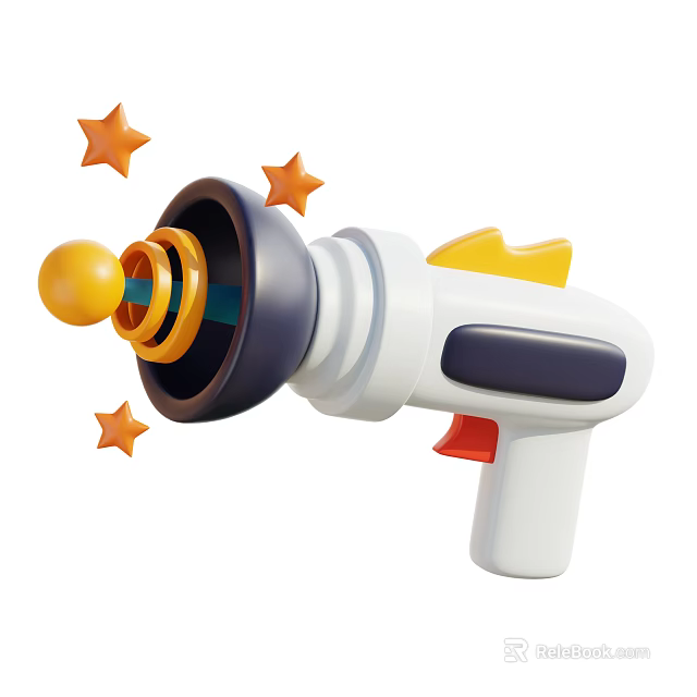 Smart Machine Toy Gun With Shooting Stars And Colorful Yellow Orange Design 3d model 