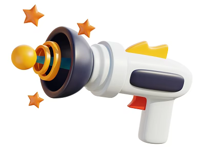 Smart Machine Toy Gun With Shooting Stars And Colorful Yellow Orange Design 3d model