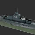 Military Submarine K-21 Side View Featuring Dark Hull And Weapon Systems 3d model