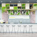 Modern Bar Interior With Brick Wall Green Plants Wine Rack Bar Counter And Stools