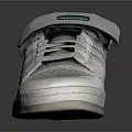 White And Green Athletic Shoes With Three Stripes Velcro Strap And Perforated Upper