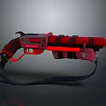 Futuristic Red And Black Gun With Strap And Metallic Design Elements 3d model