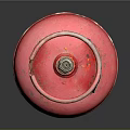 Red Propane Gas Cylinder With Metal Handle And Valve On Dark Background