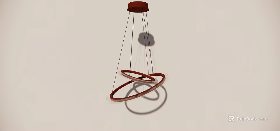 Modern Minimalist Chandelier With Hanging Circular Rings On White Wall Background 3d model 