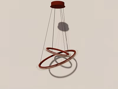 Modern Minimalist Chandelier With Hanging Circular Rings On White Wall Background 3d model