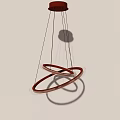 Modern Minimalist Chandelier With Hanging Circular Rings On White Wall Background