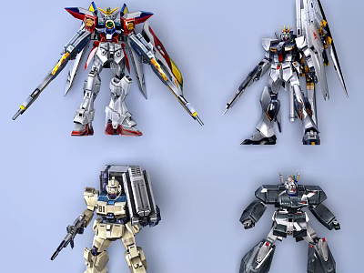 Smart Machines Robot Models With Mechanical Armor And Futuristic Weapons 3d model