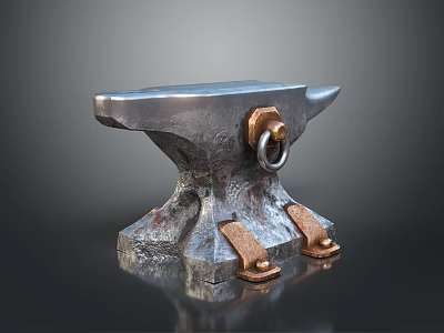 Vintage Sculpture Carving Metal Anvil Forging Tool With Rustic Surface And Ring Detail 3d model