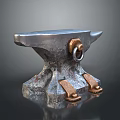 Vintage Sculpture Carving Metal Anvil Forging Tool With Rustic Surface And Ring Detail