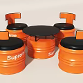 Orange Barrel Shaped Chairs With Black Round Table Supreme Logo Table And Chair Set