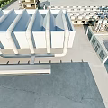 Aerial View Of Modern Industrial Factory With Roof Pipes And Equipment Layout Structure