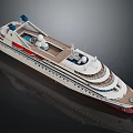 Luxurious Modern Cruise Ship With Multiple Decks White Hull Red Bottom And Deck Facilities