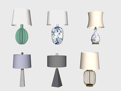 Stylish Table Lamps With Various Designs Decorative Bases And Shades 3d model