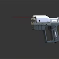 Futuristic Laser Weapon In White And Green With Grip And Barrel Design