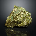 Golden Shiny Natural Mineral Specimen With Crystalline Texture On Dark Background