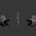Camouflage Covered Tactical Rifle Featuring Black Gloves Extended Barrel And Magazine
