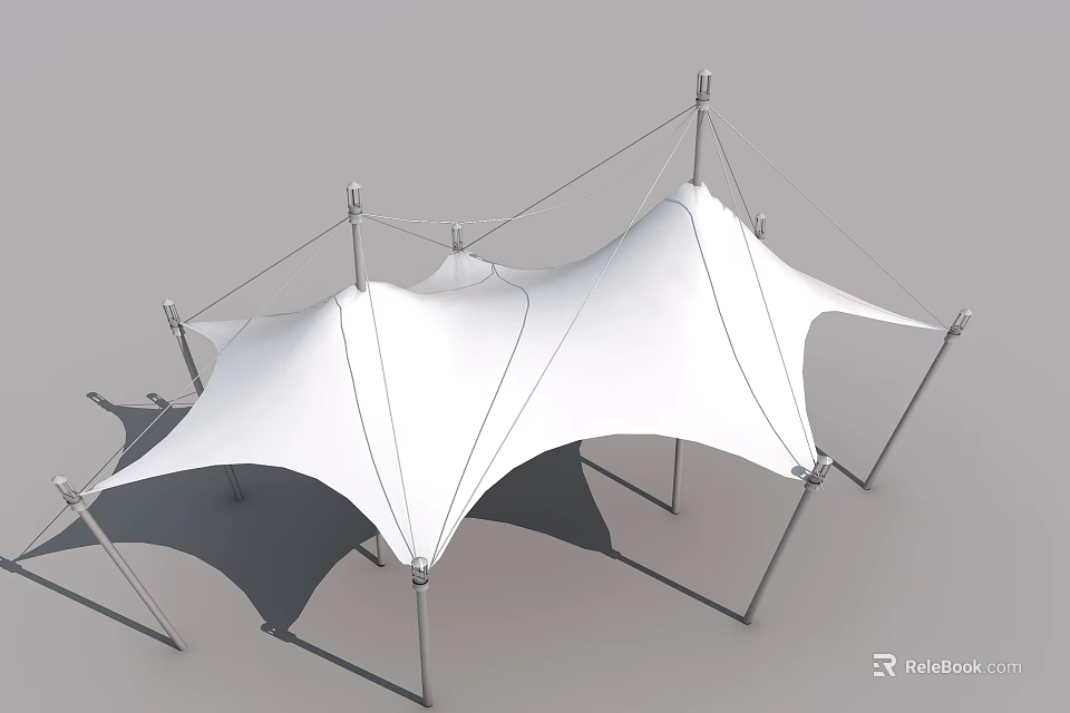 Swing Door Design with White Tensile Membrane and Metal Support Structure 3d model 