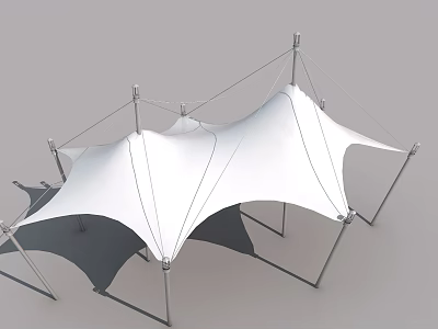 Swing Door Design with White Tensile Membrane and Metal Support Structure 3d model