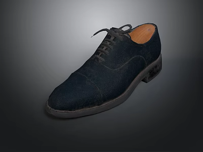 Black Leather Lace Up Shoes Classic Style For Daily Wear Comfortable Fit 3d model