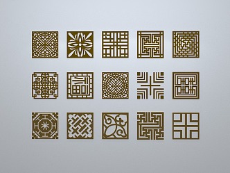 Chinese-style window grilles silhouette pane window sill border openwork window 3d model