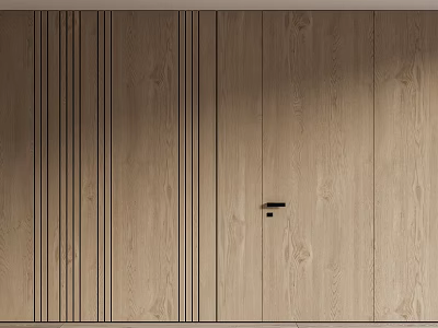 Modern Wooden Hinged Door With Natural Wood Grain And Simple Design 3d model