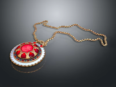 Elegant Red Tea Set With Gold Accents White And Blue Patterns On Black Background 3d model