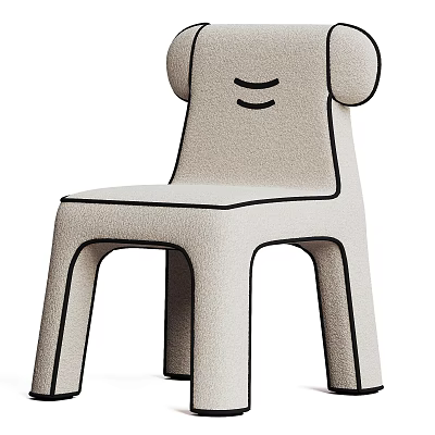Modern Beige Dining Chair With Smile Backrest Black Outline And Minimalist Design 3d model