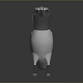 Stylized Black and White Feathered Bird with Crested Head Long Beak Standing on Dark Surface
