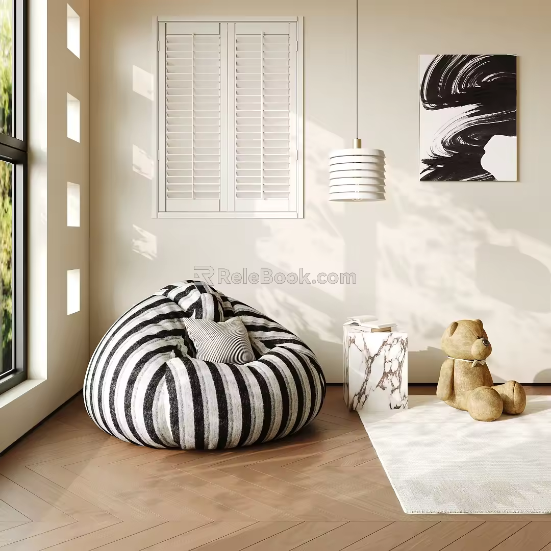 Modern Lazy Sofa Panda Contrast Color Lazy Sofa 3d model