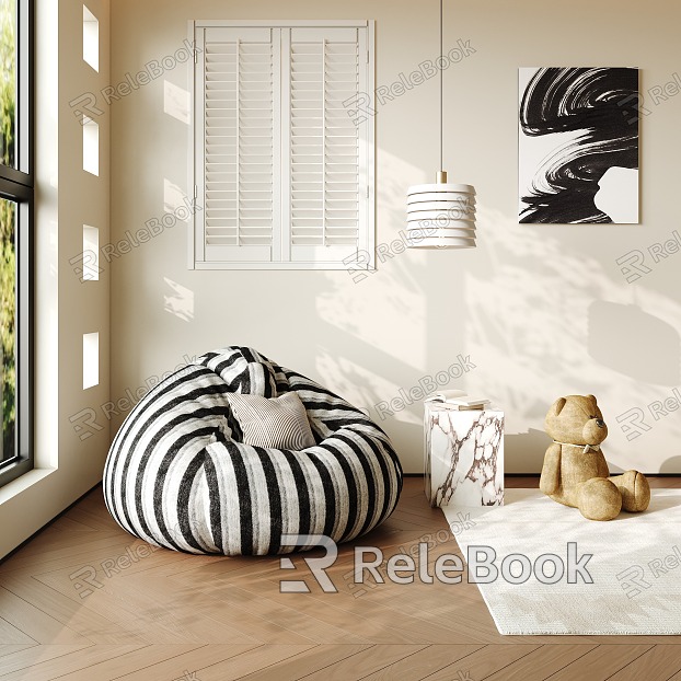 Modern Lazy Sofa Panda Contrast Color Lazy Sofa model