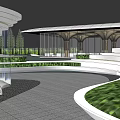 Modern Garden Landscape Design With Tiered Steps Greenery And Lawn Area