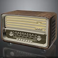 Vintage Radio Design With Wooden Case Yellow Neon Lights And Knobs