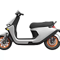 Sleek Modern White Electric Scooter With Black Seat And Orange Rims
