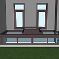 Exterior Building Component With Wooden Frame Double Windows And Glass Panel Base 3d model